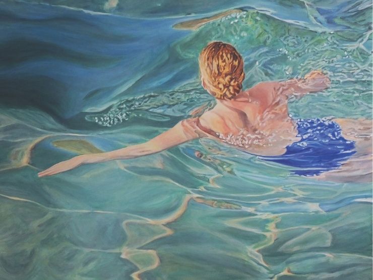 Breeze an oil painting by Camellia Morris featured in Camellia's 'Swim' exhibition 