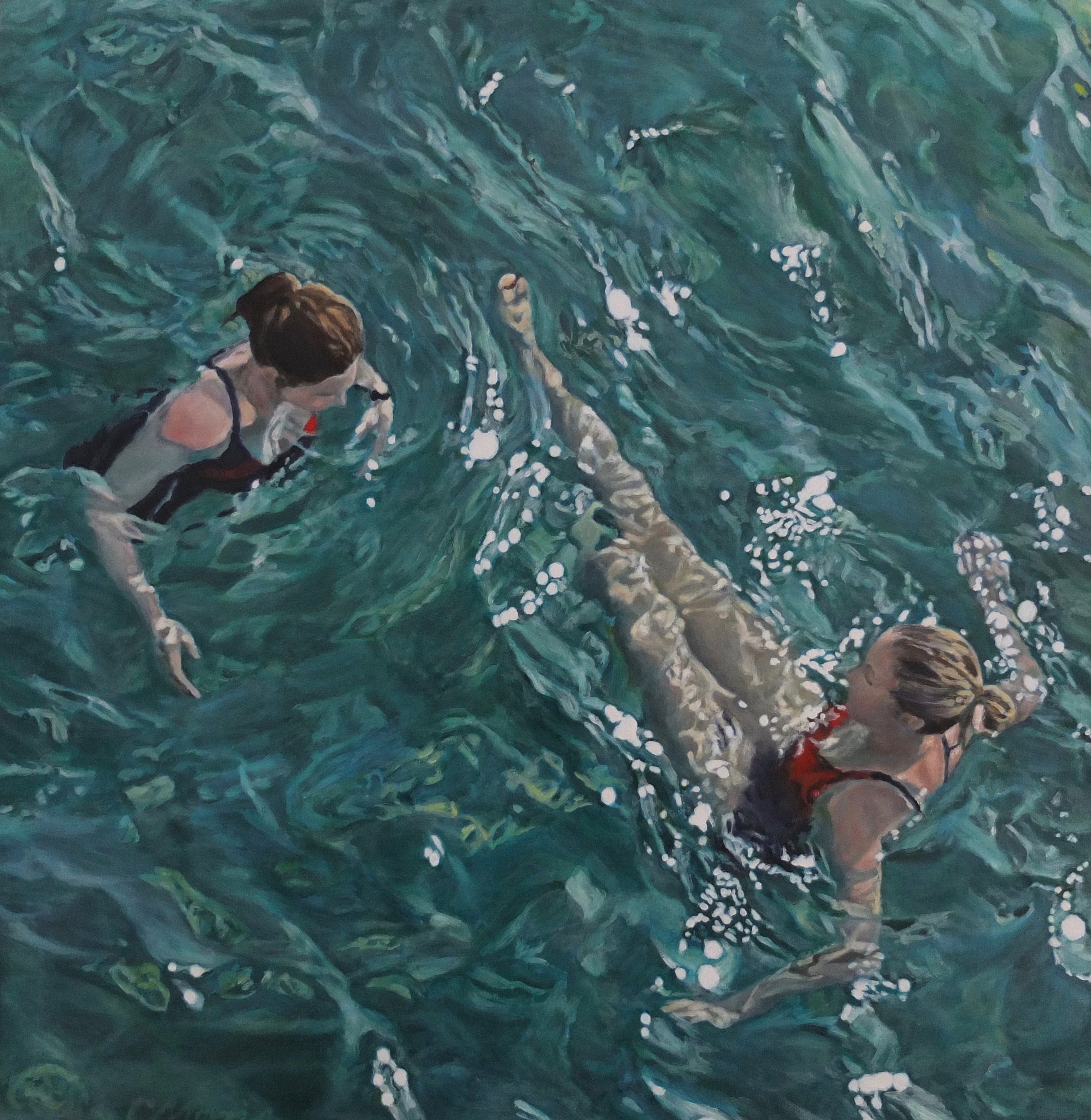 Conversation Oil on canvas 51 x 51 cm by Camellia Morris
