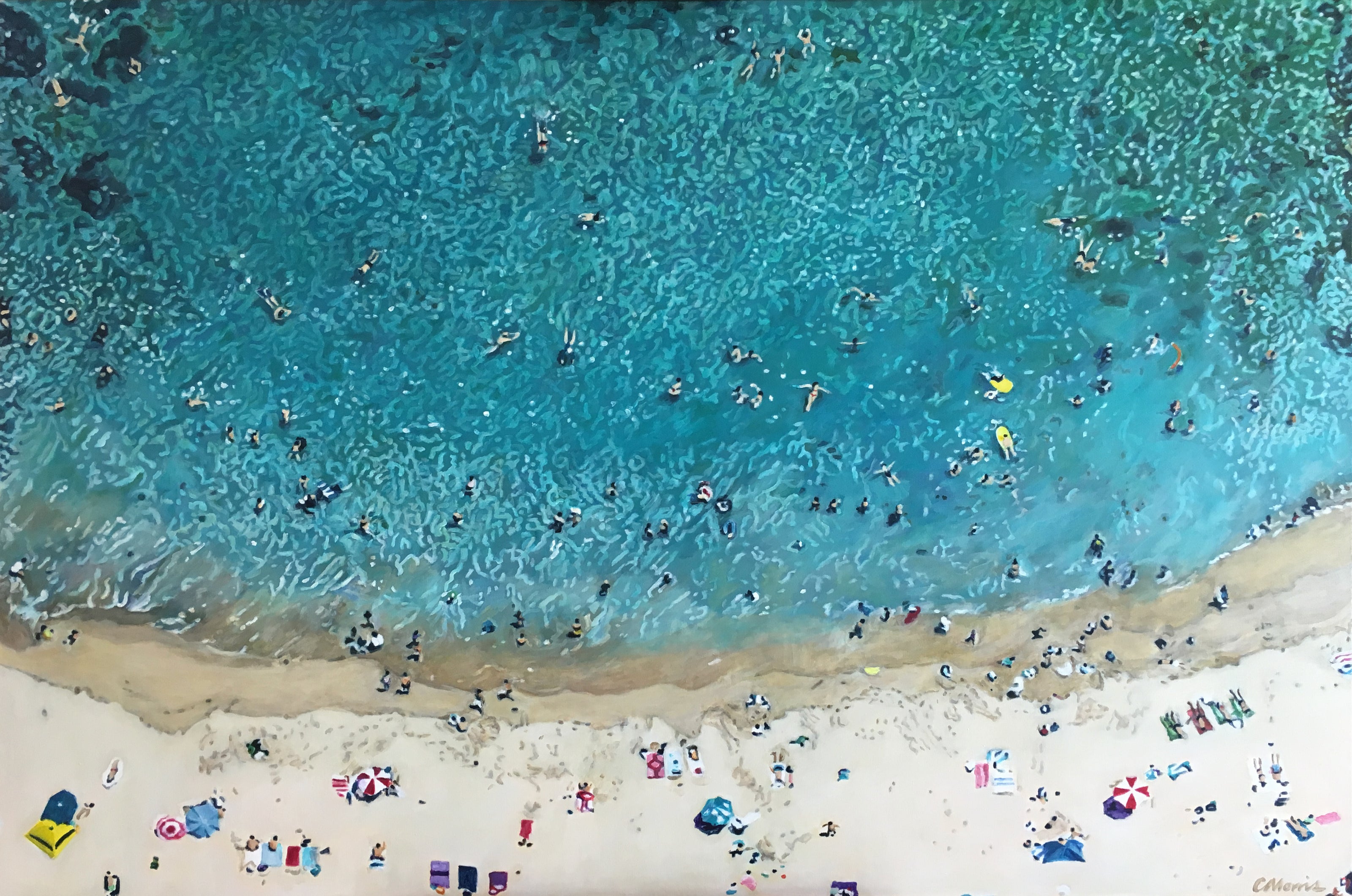 Shelly Beach, Acrylic on canvas by Camellia Morris. This is a painting of Shelly Beach near Sydney's Manly beach.